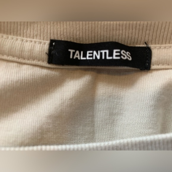 Talentless Women's Circle Logo Tee in Bone/Cream size Large 100% Cotton - Picture 7 of 10